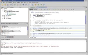 Abbildung 4: Der GUI-Builder von Netbeans heißt Matisse, er erzeugt grafische Oberflächen komfortabel per Mausklick, generiert dabei allerdings nur schwer lesbaren Code.
