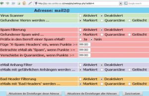 Abbildung 4: Das Maia-Benutzerinterface eröffnet praktischerweise allen Usern auch die Möglichkeit, den Schwellenwert für die Spam-Einstufung ihres E-Mail-Empfangs zu regulieren.