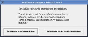 Abbildung 4: Im zweiten Schritt fragt der Wizard freundlich, ob der Benutzer seinen öffentlichen Schlüssel publizieren will.