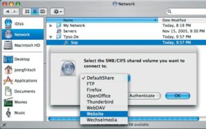 Abbildung 4: Dank SMB mountet auch Apples Mac OS X die Verzeichnisse des Open-SBS, zum Beispiel das Default-Share.