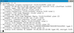 Abbildung 4: Eine Bluetooth-Session unter der Lupe. HCI-Dump sammelt und speichert alle Daten.