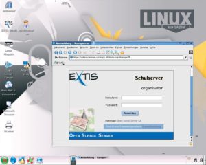 Abbildung 4: Nach rund 30 Minuten Installation begrüßt die Linux-Magazin-Ausgabe des Open School Server den Administrator mit einer hübschen KDE-Oberfläche. 