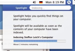 Abbildung 4: Apples Spotlight für Mac OS 10.4 integriert sich perfekt in das System und indiziert sogar Systemeinstellungen. Anwender erweitern die Suchfunktionen mit eigenen Spotlight Comments.