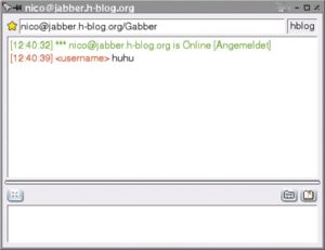 Abbildung 5: Unterhaltungen per Text-Chat sind auch mit Jabber sehr einfach. Statt einzelne Nachrichten zu senden, sammeln die Clients die Texteingaben der beteiligten User - farblich unterschieden - in einem Fenster.