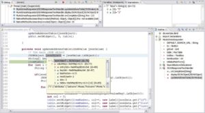 Abbildung 5: Der Eclipse Debug Mode erleichtert die Fehlersuche gegenüber dem manuellen Durchsuchen von Javascript erheblich. Derartige Tools stehen reinen Javascript-Entwicklern nicht zur Verfügung.