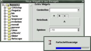 Abbildung 5: Die BWidgets enthalten neue Widgets für Tk. Tree, Paned Window, Combobox, Notebook, Spinbox und Progress Dlg gehören zur Standardausstattung vieler moderner Oberflächen.