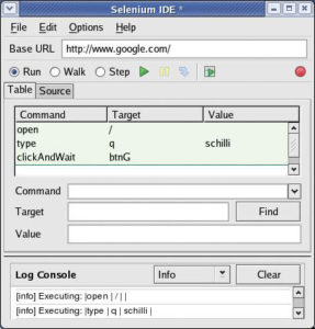 Abbildung 5: Das Firefox-Plugin Selenium IDE protokolliert und extrahiert Browser-Aktionen.