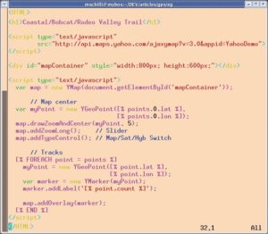 Abbildung 5: Das Template »m.tpl« mit dem Javascript-Code, um das Mash-up zu erzeugen.