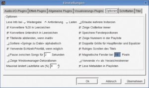 Abbildung 5: XMMS ermöglicht die Vergabe einer Echtzeitpriorität über das Optionen-Menü. Damit diese Einstellung wirksam wird, muss das Audioprogramm mit Superuser-Privilegien laufen.