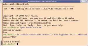 Abbildung 5: XPath-Abfragen können in der Xsh-Shell interaktiv eingegeben und ausgewertet werden.