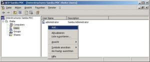 Abbildung 5: Per PDC-Management legt der Admin neue Benutzer an. Er kann ihre Accounts auch sperren und wieder freigeben, löschen oder das Passwort zurücksetzen.