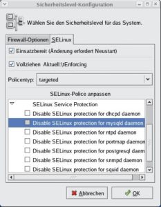 Abbildung 5: Red Hat Enterprise Linux 4 enthält SE-Linux. Es erlaubt die feingranulare Konfiguration zusätzlicher Hürden gegen potenzielle Angreifer.