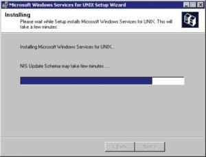 Abbildung 5: Während der Installation der SFU 3.5 (Services for Unix) führt Windows 2003 eine Schema-Erweiterung durch. Erst danach können Linux-Clients das Active Directory sinnvoll nutzen.