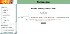 Abbildung 5: Mit der Weboberfläche von Net Equalizer ist es recht einfach, den Netzverkehr zu beschränken. Hier sorgt der Admin dafür, dass Gnutella maximal 150 KBit/s Bandbreite erhält.