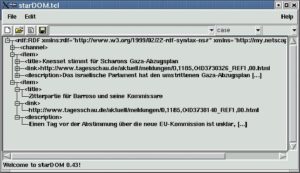 Abbildung 5: Der XML-Viewer Star DOM ist in Tcl, TDOM und BWidgets implementiert. Er zeigt hier das Newsfeed der Tagesschau aus Listing 2.