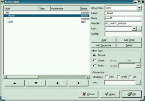 Abbildung 5: Der Menü-Editor erlaubt einfaches Editieren von Menü-Widgets.