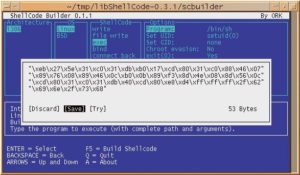 Abbildung 5b: Den resultierenden Shellcode speichert Scbuilder auf Wunsch auch gleich als C-Programmcode. Kein Admin kann einen Overflow mehr mit der Ausrede akzeptieren, dass es zu schwer sei, die Lücke auszunutzen.