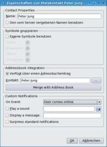 Abbildung 6: Wer Instant-Messaging-Kontakte in Kopete gespeichert hat, kann diese nun auch ins KAddressbook einfügen.