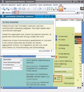 Abbildung 6: Die Homepage der Hypovereinsbank enthält ein Login-Feld für das Onlinebanking. Da die Seite ohne SSL übertragen wurde, könnte sie im schlimmsten Fall manipuliert worden sein und den Kunden in falscher Sicherheit wiegen.