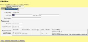 Abbildung 7: Ein Benutzeraccount im Sun Identity Manager. Das Produkt kombiniert User Provisioning mit einem Meta-Directory-Dienst: Die eingegebenen Daten überträgt die Software in andere Verzeichnisdienste.