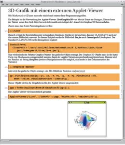 Abbildung 7: Die Einbindung eines externen Java-Applets in eine Mathematica-Sitzung. Dieses Applet ist eine Spezialentwicklung für Mathematica.