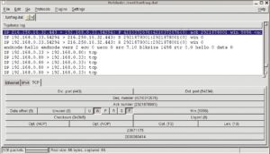 Abbildung 7a: Den Aufbau eines TCP-Headers stellt Netdude sehr anschaulich dar. Dieses Paket beendet eine Verbindung: Das FIN-Flag (»F«) ist gesetzt.