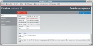Abbildung 8: Nach der Authentifizierung gibt das Prewikka-Webinterface den Zugriff frei. Hier ist eine Warnung in der Detail-Ansicht zu sehen.