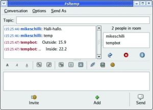 Abbildung 9: Der IRC-Bot antwortet mit den gerade herrschenden Temperaturen.