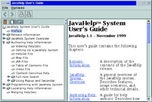 Abbildung 1: Java Help als Dokumentationsbrowser.