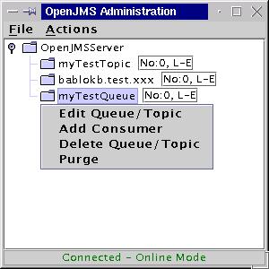 Abb. 2: Konsole OpenJMS Administration.