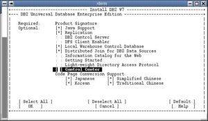Abbildung 3: Die optionalen Bestandteile lassen sich während der Installation mit db2setup auswählen. Hier wurde das Control Center von der Installation ausgeklammert.