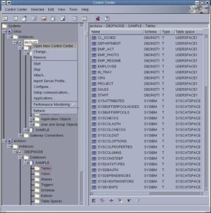 Abbildung 4: Die grafische Oberfläche DB2 Control Center bietet alle Funktionen, die auch als Kommandozeilenprogramm vorhanden sind.