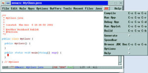 Abbildung 7: XEmacs im JDE-Modus - das Menü bietet eine Reihe von Möglichkeiten.