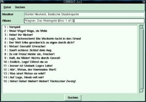 Abbildung 2: Mit Metakit lässt sich sehr schnell eine Oberfläche zur Offline- Suche in der CDDB (CD-Datenbank von Freedb.org) programmieren. Das vollständige Listing dazu liegt auf dem Linux-Magazin-FTP-Server [2].