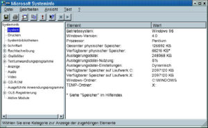Abbildung 4: Die Systeminformation von Microsoft Word: Den Office-Programmen gaukeln die Wine-Bibliotheken ein vorhandenes Windows 95 vor.