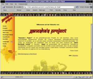 Abbildung 1: Auf der Website informiert Ganesha's Projekt laufend über den Fortgang der Aktion. Auch Spendenlisten und biografische Informationen zu den Helfern sind verfügbar.