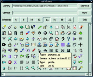 Abbildung 4: Das Icon-Paket von Adrian Davis enthält nicht nur eine Vielzahl von Icons, sondern auch einen Browser, um den Vorrat bequem zu durchsuchen.