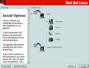 Abbildung 2: Die Anzeige der »Install Options« während der Installation. Es existieren vorkonfigurierte Paketauswahlen für verschiedene Einsatzbereiche.