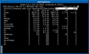 Abbildung 8: Ntop enthält auch einen Client für die Konsole: »intop« zeigt die Statistiken als Ascii-Tabelle.