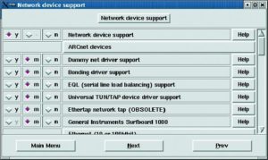 Abbildung 1: Im Linux-Kernel 2.4 muss unter »Network device support« der »Universal TUN/TAP device driver support« aktiviert sein. Üblicherweise ist er als Modul ausgewählt.