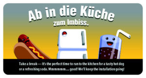 Abbildung 1: Red Hat schickt die User bewusst in die Küche - während der 30- bis 50-minütigen Installation empfielt die Software, sich eine Erfrischung zu holen.