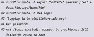Listing 1: Kein CVS-Zugang