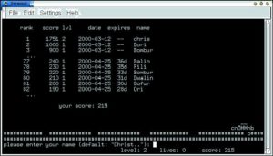 Abbildung 2: Moon-Buggy ist ein Klon aus der Commodore64-Zeit. Wer seinen Buggy in die Krater fährt, der verliert und muss seinen Highscore gegen eine Menge Zwerge verteidigen.