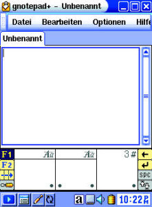 Abbildung 2: Alte Bekannte: Viele Anwendungen des Yopy sind leicht angepasste Gnome-Pakete, hier Gnotepad+ als Standard-Texteditor.