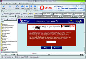 Abbildung 7: Operas aktueller Browser, hier beim Java-Teil von i-Bench.