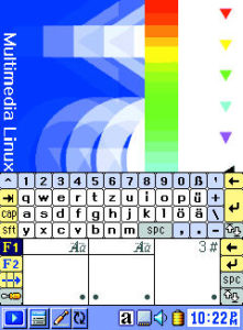 Abbildung 4: Das Schreibfeld, hier zusammen mit der Tastatur dargestellt, beherrscht neben Buchstaben auch die vom Palm bekannten Unistroken.