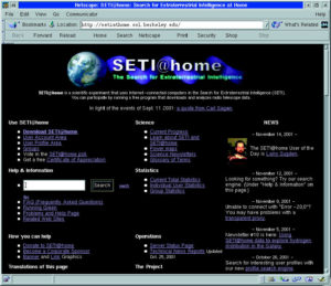 Abbildung 1: Seti@home mit seiner verteilten Suche nach Außerirdischen ist einer der Vorläufer der GRID-Projekte.