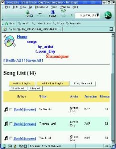 Abbildung 1: Die Jukebox bietet alle Songs der CD "Shenanigans" von "Green Day" zum Streamen an.