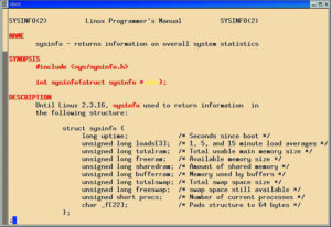 Abbildung 1: Die Sysinfo-Manualseite mit Sysinfo-Struktur.