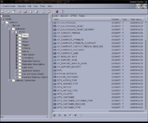 Das Command Center von DB2 mit den Tabellen des Trouble Ticket-Systems